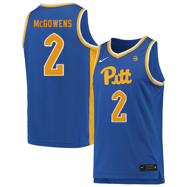 Men #2 Trey McGowens Pitt Panthers College Basketball Jerseys Sale-Blue